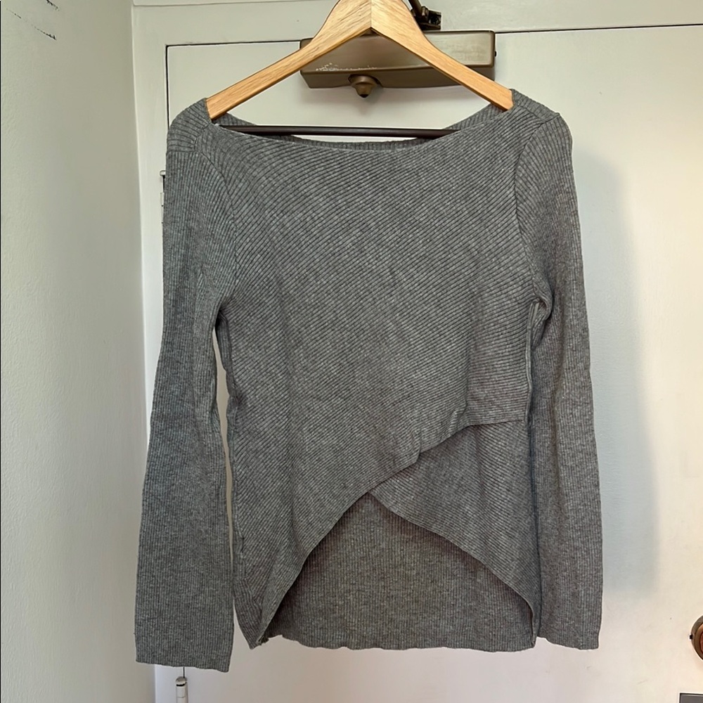 Zara Gray Ribbed Knit Sweater